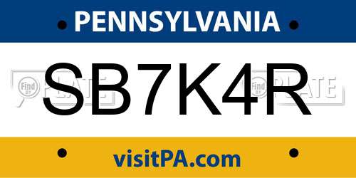 SB7K4R Pennsylvania License Plate