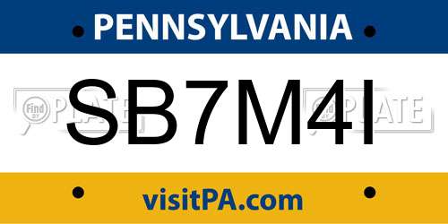SB7M4I Pennsylvania License Plate
