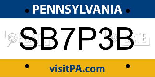 SB7P3B Pennsylvania License Plate