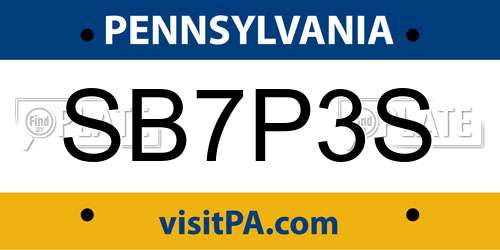 SB7P3S Pennsylvania License Plate
