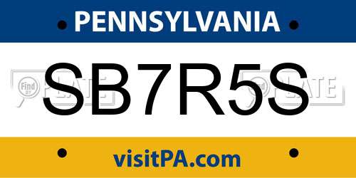 SB7R5S Pennsylvania License Plate
