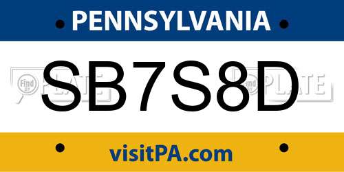 SB7S8D Pennsylvania License Plate