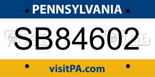 SB84602 Pennsylvania License Plate