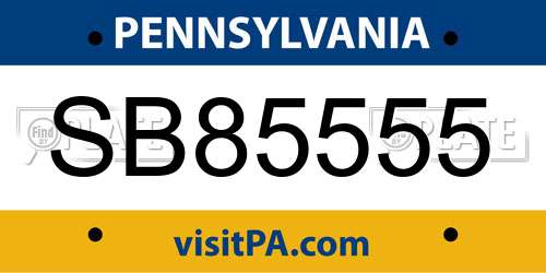 SB85555 Pennsylvania License Plate