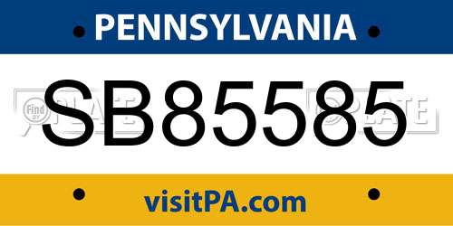 SB85585 Pennsylvania License Plate