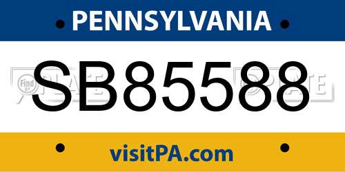 SB85588 Pennsylvania License Plate