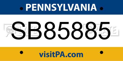 SB85885 Pennsylvania License Plate