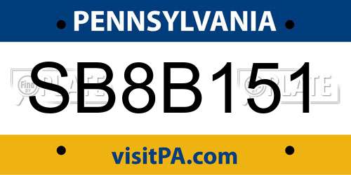 SB8B151 Pennsylvania License Plate