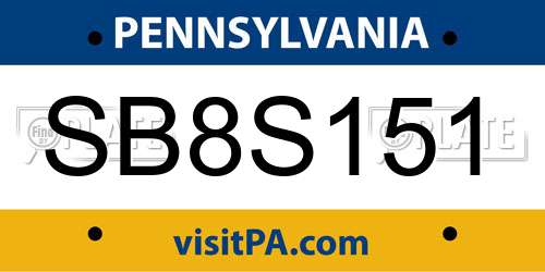 SB8S151 Pennsylvania License Plate