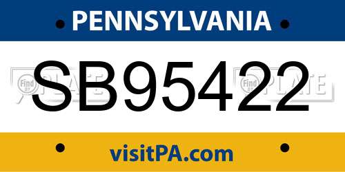 SB95422 Pennsylvania License Plate