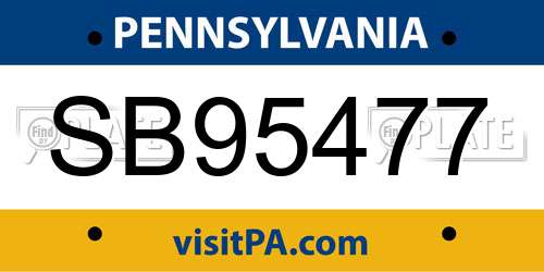 SB95477 Pennsylvania License Plate