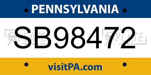 SB98472 Pennsylvania License Plate