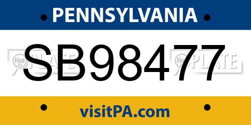 SB98477 Pennsylvania License Plate