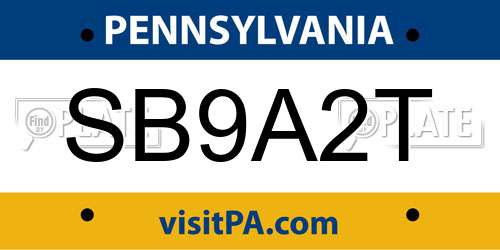 SB9A2T Pennsylvania License Plate