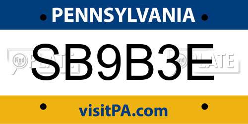 SB9B3E Pennsylvania License Plate