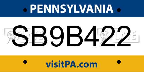 SB9B422 Pennsylvania License Plate