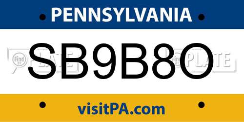 SB9B8O Pennsylvania License Plate