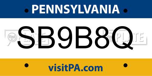 SB9B8Q Pennsylvania License Plate
