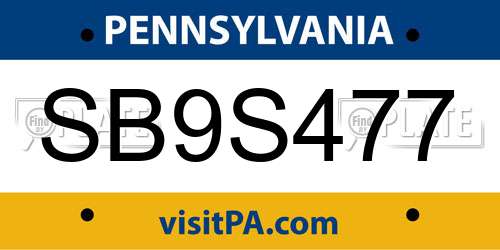 SB9S477 Pennsylvania License Plate