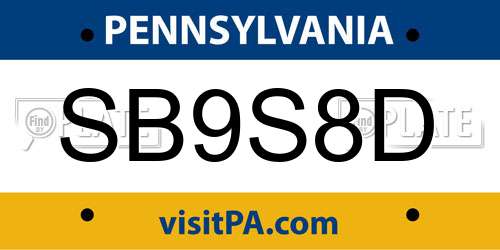 SB9S8D Pennsylvania License Plate