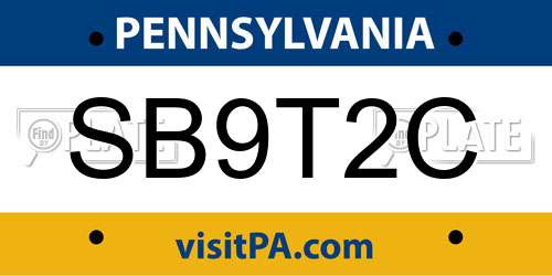 SB9T2C Pennsylvania License Plate