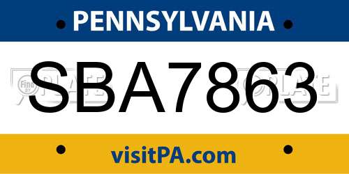 SBA7863 Pennsylvania License Plate