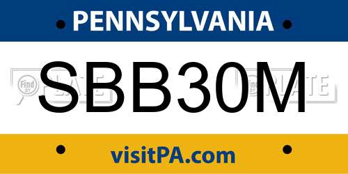 SBB30M Pennsylvania License Plate