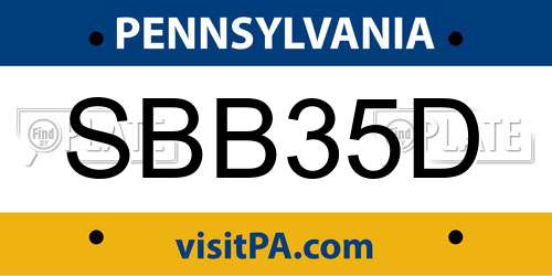 SBB35D Pennsylvania License Plate