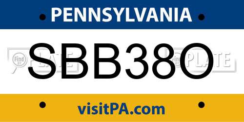 SBB38O Pennsylvania License Plate