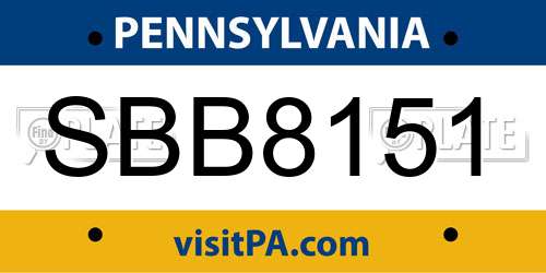 SBB8151 Pennsylvania License Plate