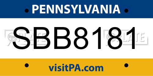 SBB8181 Pennsylvania License Plate