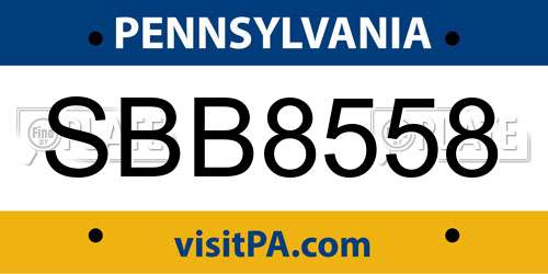 SBB8558 Pennsylvania License Plate