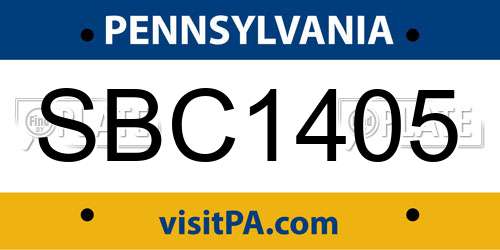 SBC1405 Pennsylvania License Plate