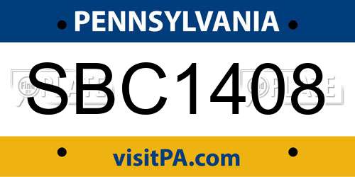 SBC1408 Pennsylvania License Plate