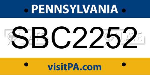 SBC2252 Pennsylvania License Plate