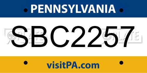 SBC2257 Pennsylvania License Plate