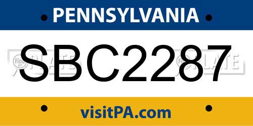SBC2287 Pennsylvania License Plate