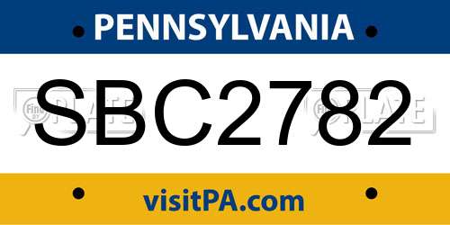 SBC2782 Pennsylvania License Plate