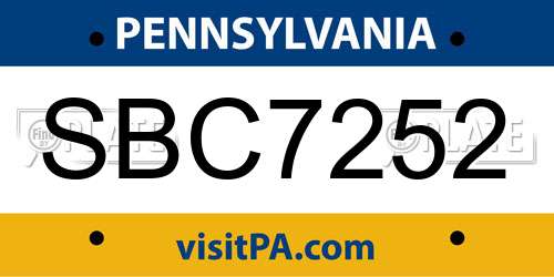 SBC7252 Pennsylvania License Plate