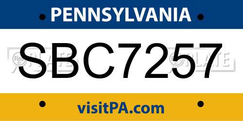 SBC7257 Pennsylvania License Plate