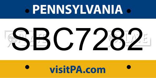 SBC7282 Pennsylvania License Plate