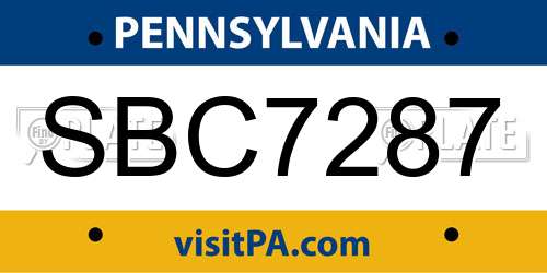 SBC7287 Pennsylvania License Plate