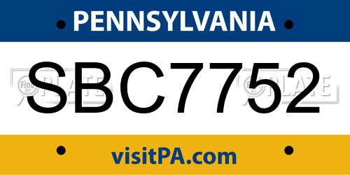 SBC7752 Pennsylvania License Plate
