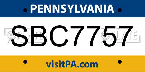 SBC7757 Pennsylvania License Plate