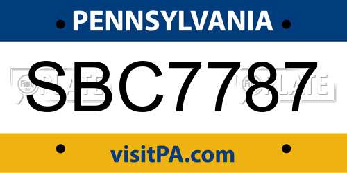 SBC7787 Pennsylvania License Plate