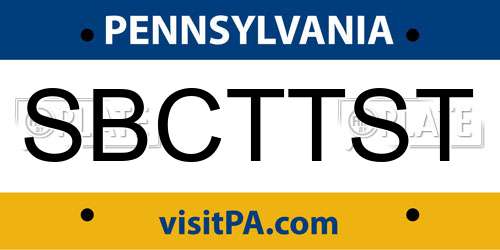 SBCTTST Pennsylvania License Plate