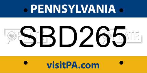 SBD265 Pennsylvania License Plate