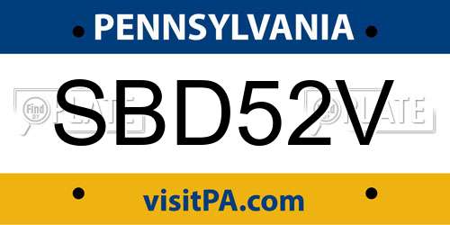 SBD52V Pennsylvania License Plate