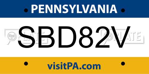 SBD82V Pennsylvania License Plate