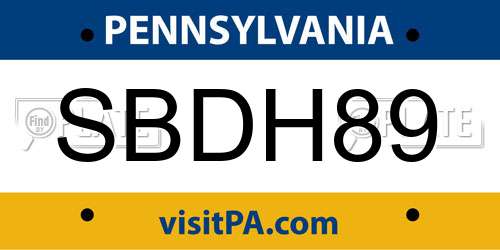 SBDH89 Pennsylvania License Plate